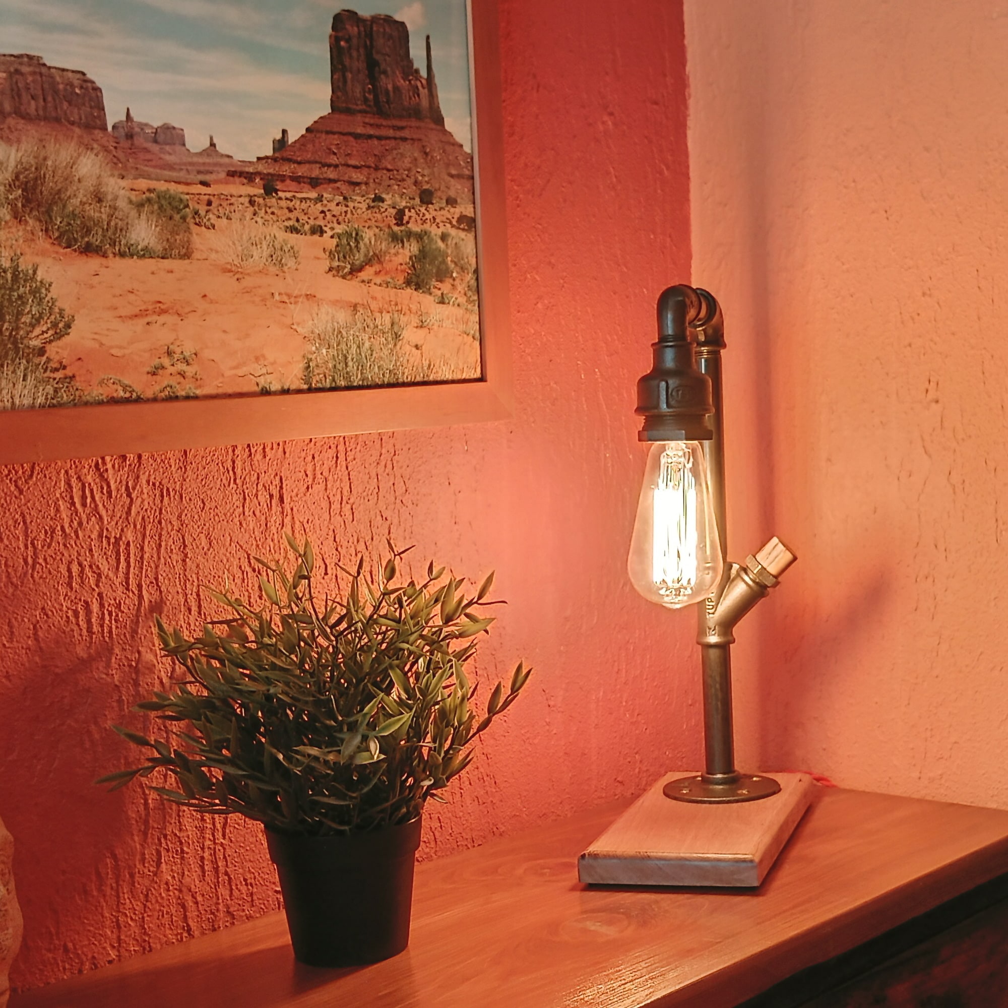 Lampe industrielle interrupteur bois - Deco style industriel