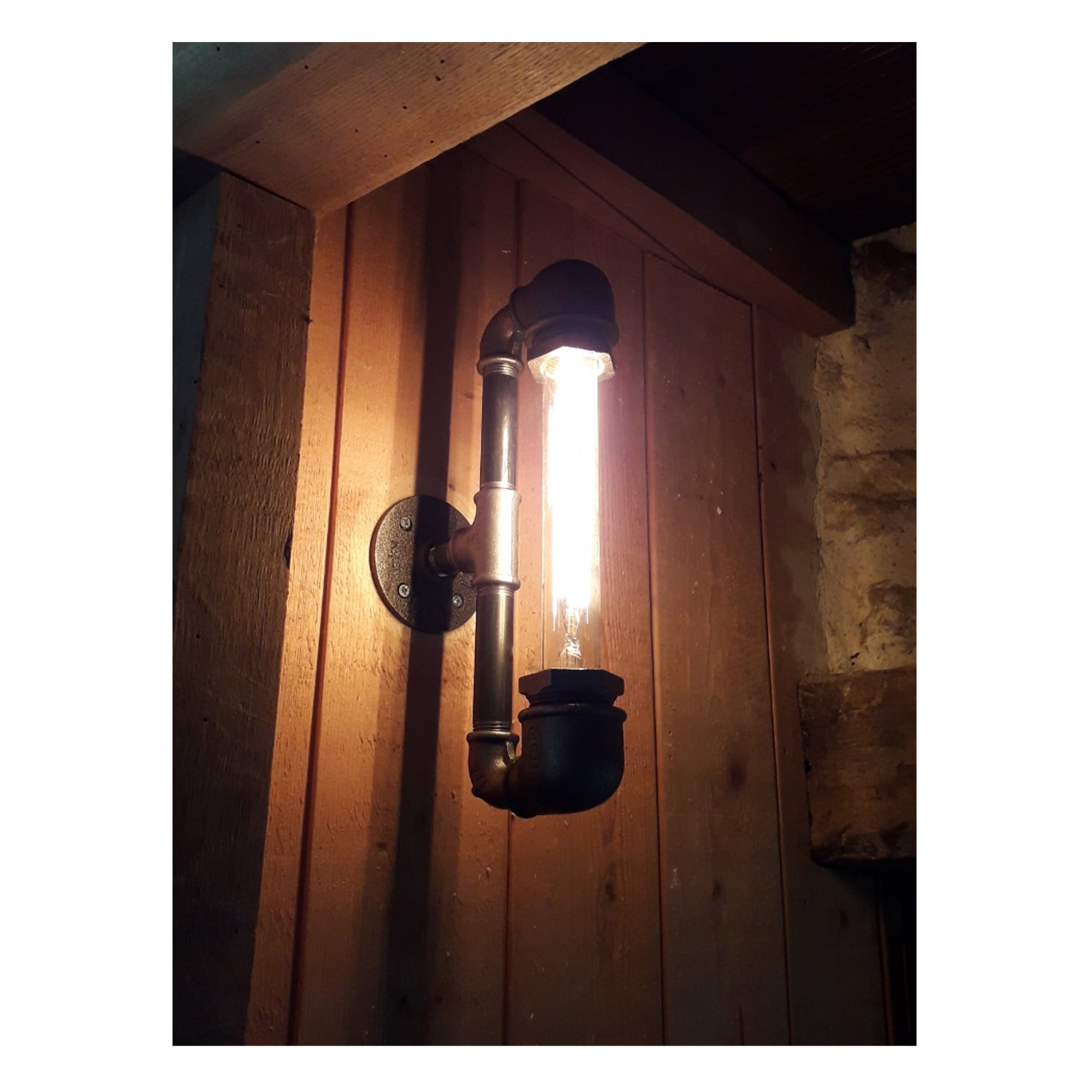 applique tube pour lampe Edison et bois