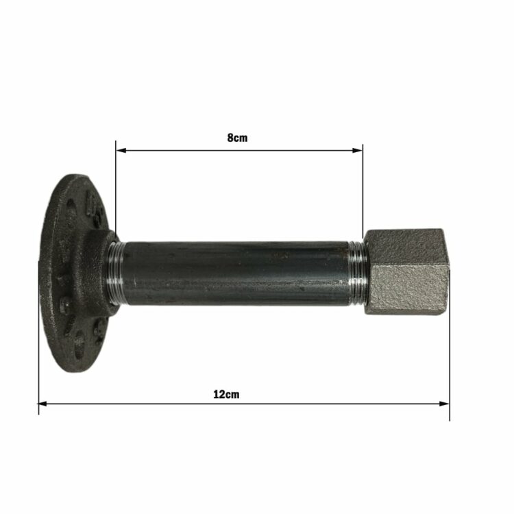 Support droit métal pour étagère finition bouchon plomberie longueur 12cm